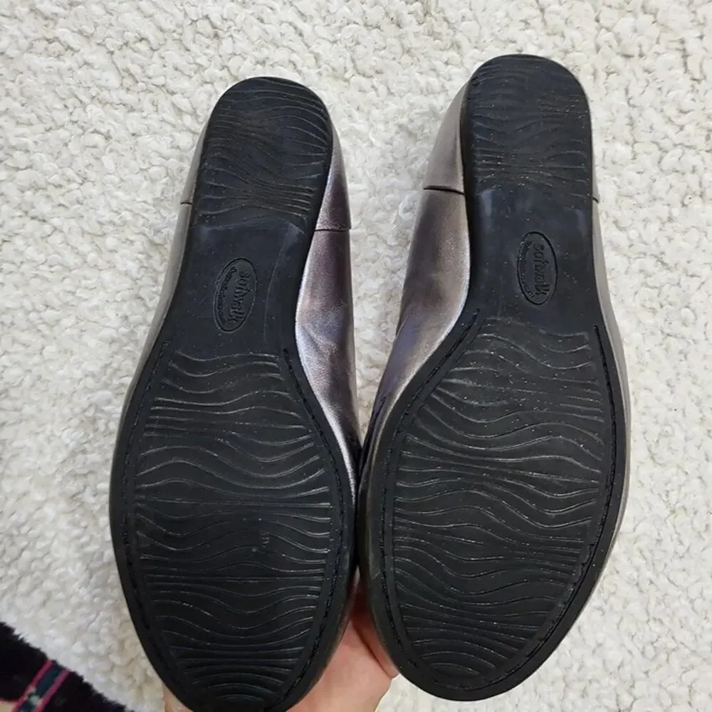SoftWalk Sonoma Weave Leather Flats  Pewter  size 7.5
